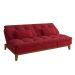 Sofá-Cama 3 Lugares Casal Amanda com Pés de Madeira Suede Vermelho
