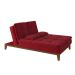 Sofá-Cama 3 Lugares Casal Amanda com Pés de Madeira Suede Vermelho