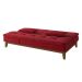 Sofá-Cama 3 Lugares Casal Amanda com Pés de Madeira Suede Vermelho