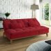 Sofá-Cama 3 Lugares Casal Amanda com Pés de Madeira Suede Vermelho