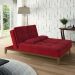 Sofá-Cama 3 Lugares Casal Amanda com Pés de Madeira Suede Vermelho