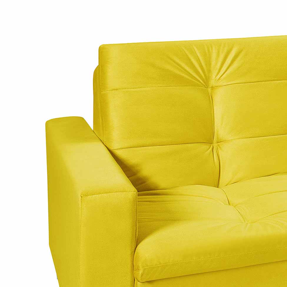 Sofá-Cama 3 Lugares Casal Facility Veludo Amarelo