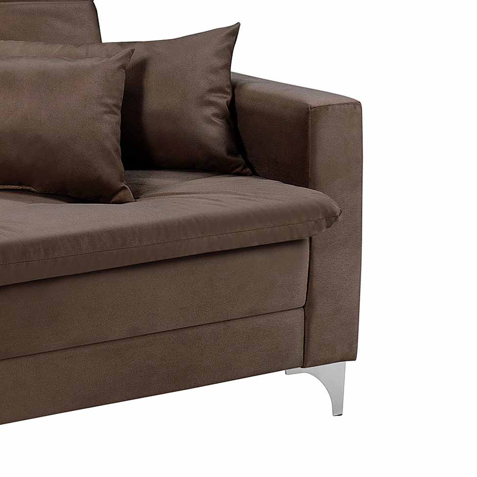 Sofá-Cama 3 Lugares Casal Facility Veludo Marrom
