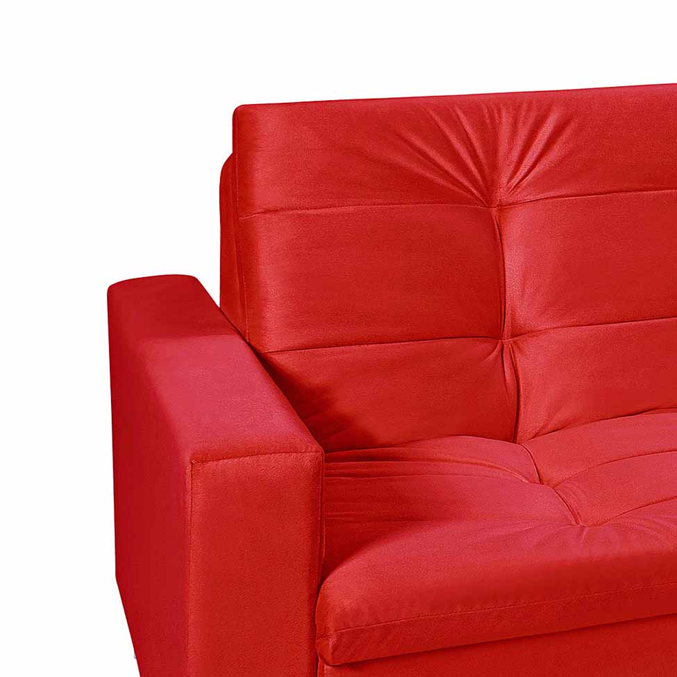 Sofá-Cama 3 Lugares Casal Facility Veludo Vermelho