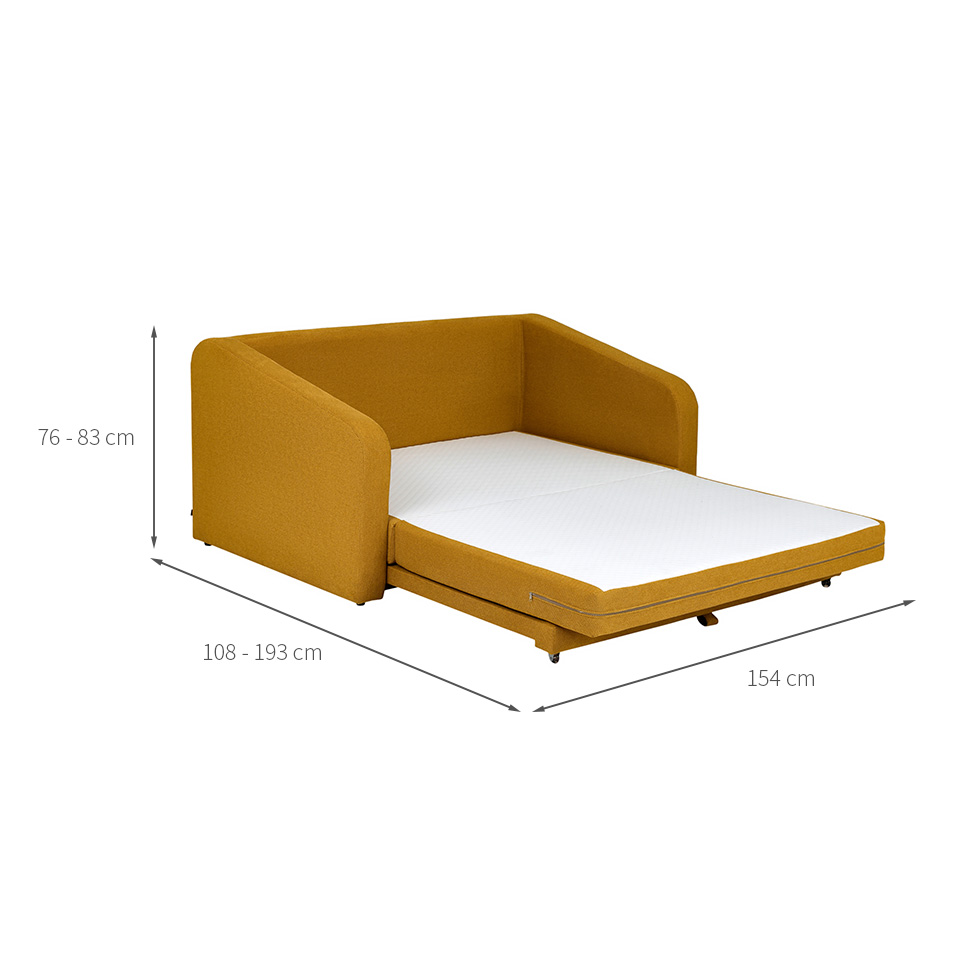 Sofá-Cama 3 Lugares Casal Itaúna Velolinho Mostarda