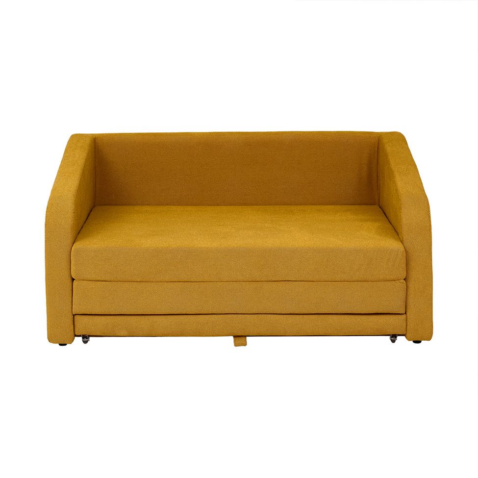 Sofá-Cama 3 Lugares Casal Itaúna Velolinho Mostarda