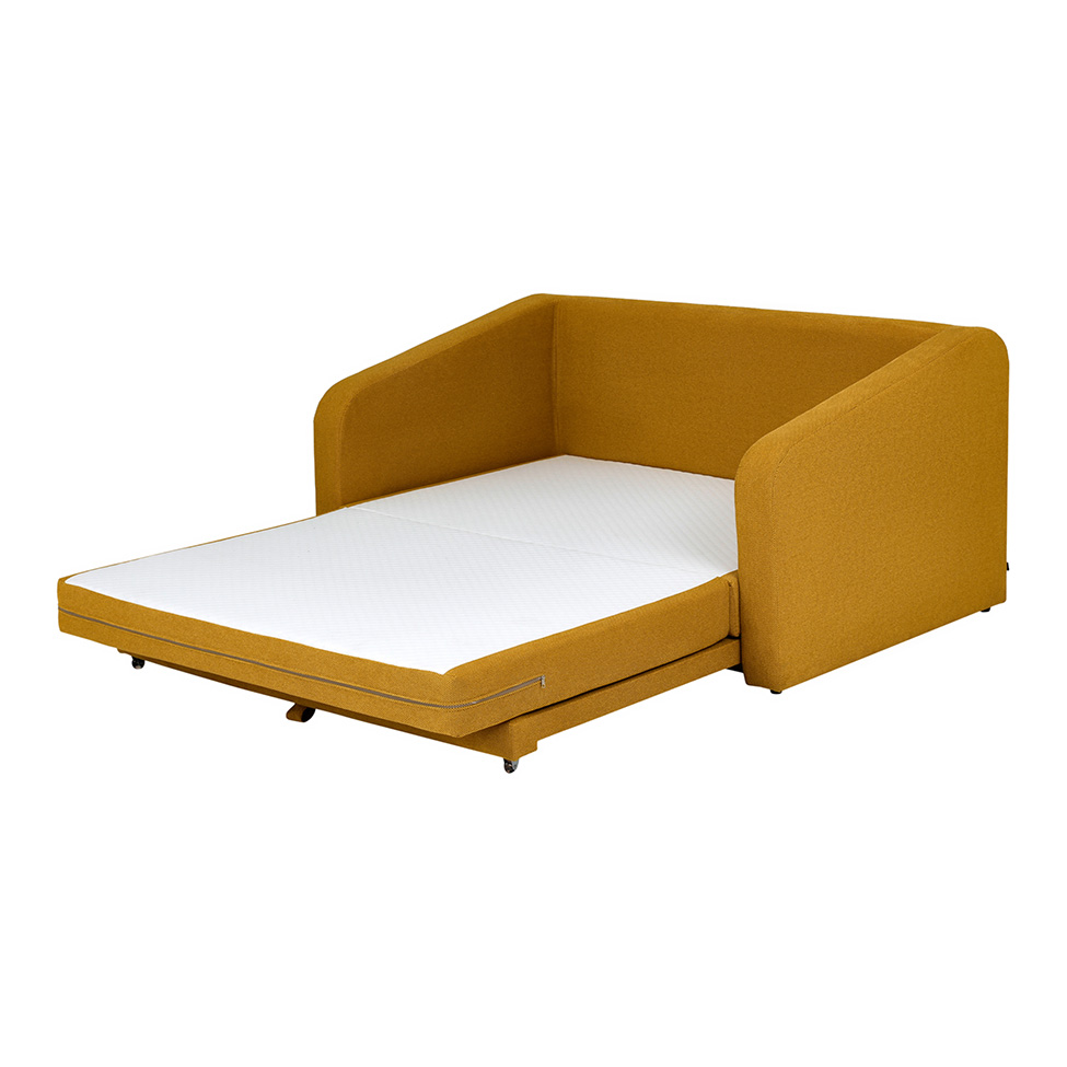 Sofá-Cama 3 Lugares Casal Itaúna Velolinho Mostarda