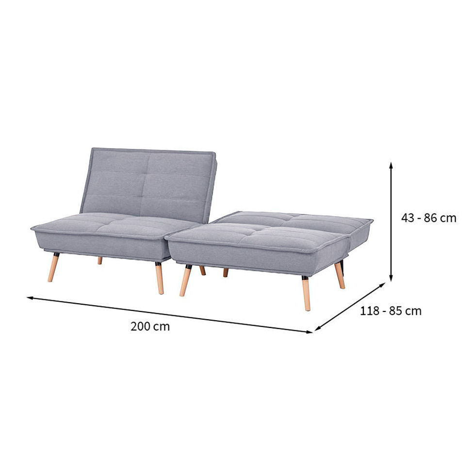 Sofá-Cama 3 Lugares Casal Naples Cinza Claro