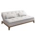 Sofá-Cama 3 Lugares Casal Premium Base e Pés de Madeira Branco