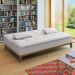Sofá-Cama 3 Lugares Casal Premium Base e Pés de Madeira Branco