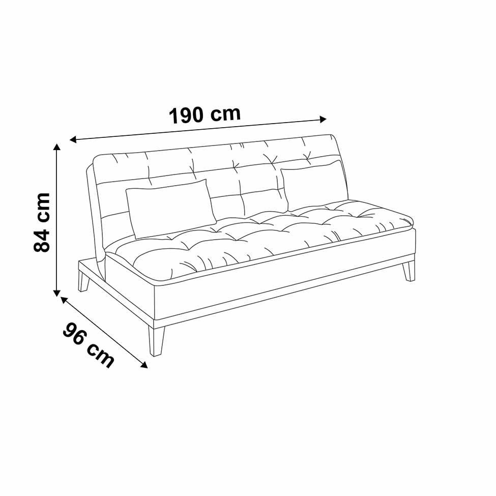 Sofá-Cama 3 Lugares Casal Premium Base e Pés de Madeira Branco
