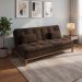 Sofá-Cama 3 Lugares Casal Premium Base e Pés de Madeira Café