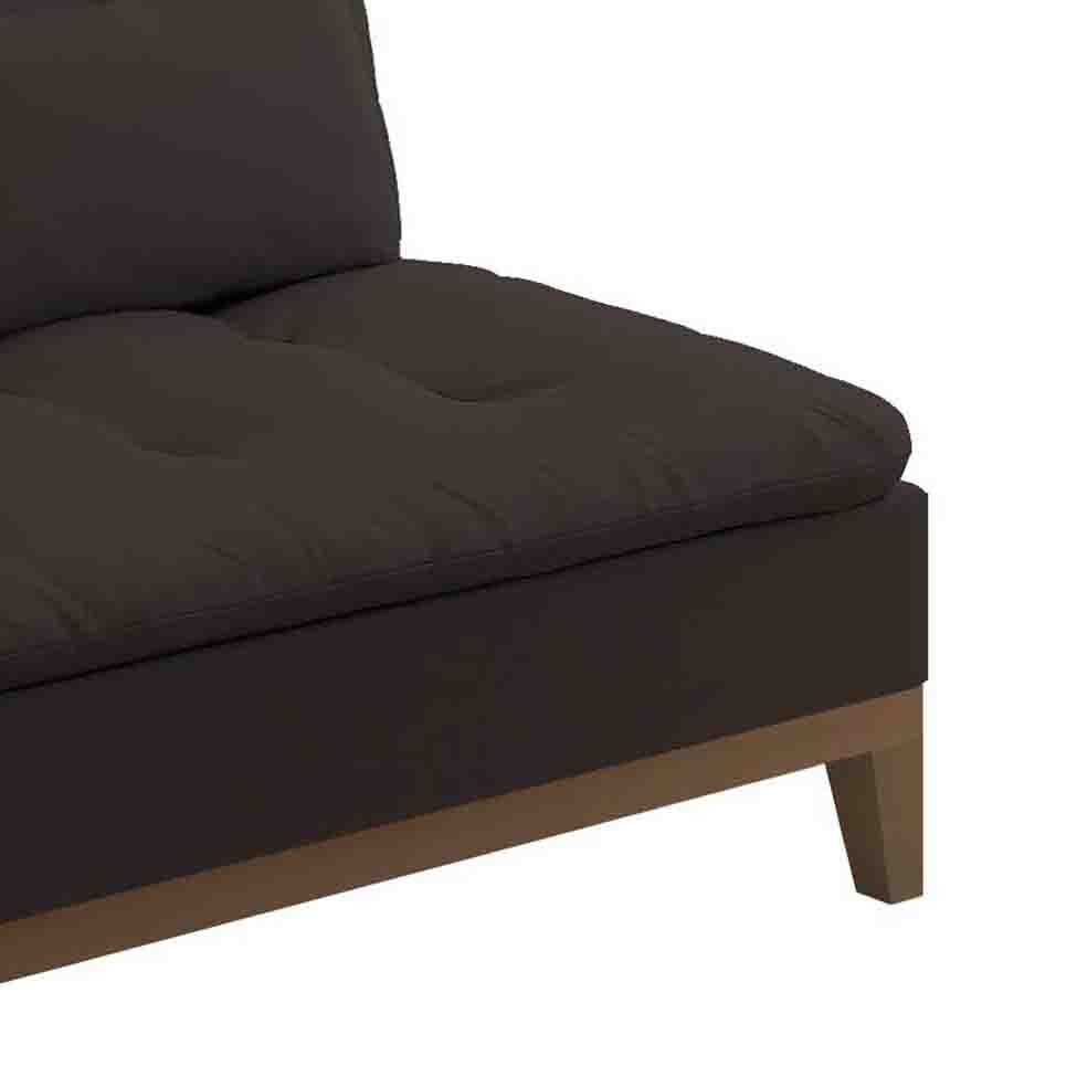 Sofá-Cama 3 Lugares Casal Premium Base e Pés de Madeira Café