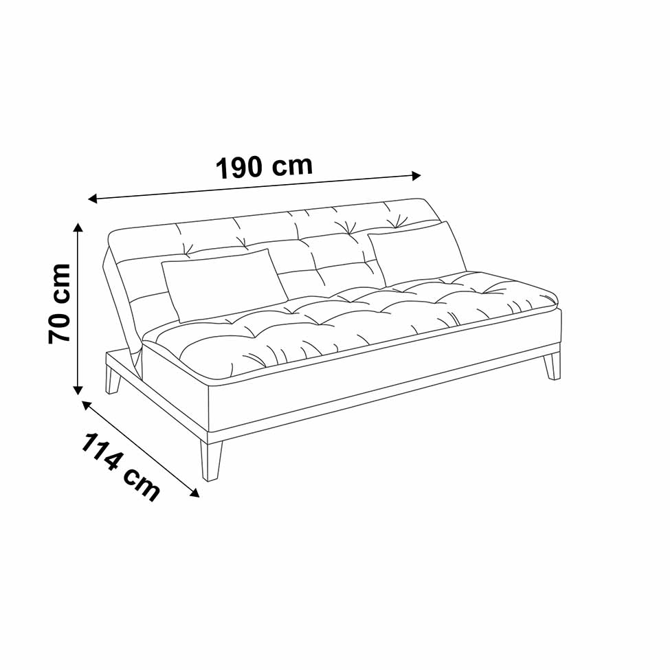 Sofá-Cama 3 Lugares Casal Premium Base e Pés de Madeira Preto