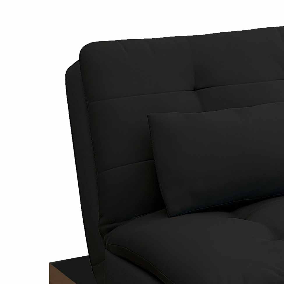 Sofá-Cama 3 Lugares Casal Premium Base e Pés de Madeira Preto