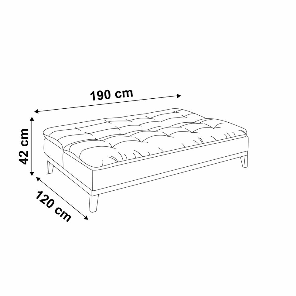 Sofá-Cama 3 Lugares Casal Premium Base e Pés de Madeira Preto