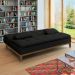 Sofá-Cama 3 Lugares Casal Premium Base e Pés de Madeira Preto