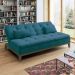 Sofá-Cama 3 Lugares Casal Premium Base e Pés de Madeira Suede Azul