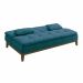 Sofá-Cama 3 Lugares Casal Premium Base e Pés de Madeira Suede Azul