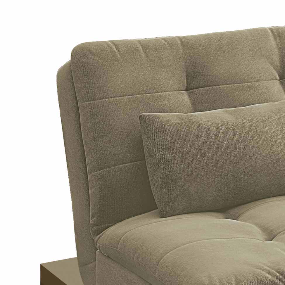 Sofá-Cama 3 Lugares Casal Premium Base e Pés de Madeira Suede Bege