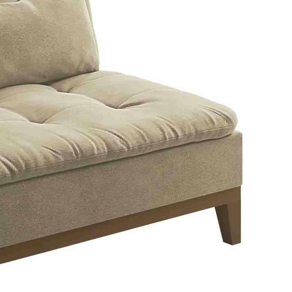 Sofá-Cama 3 Lugares Casal Premium Base e Pés de Madeira Suede Bege