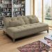 Sofá-Cama 3 Lugares Casal Premium Base e Pés de Madeira Suede Bege