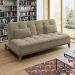 Sofá-Cama 3 Lugares Casal Premium Base e Pés de Madeira Suede Bege