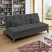 Sofá-Cama 3 Lugares Casal Premium Base e Pés de Madeira Suede Cinza