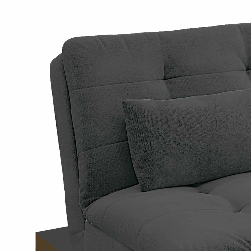 Sofá-Cama 3 Lugares Casal Premium Base e Pés de Madeira Suede Cinza