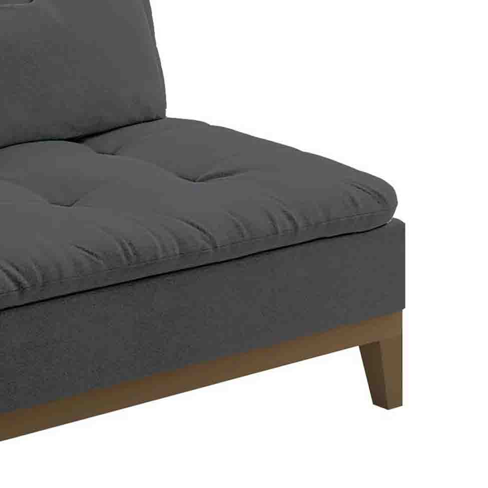 Sofá-Cama 3 Lugares Casal Premium Base e Pés de Madeira Suede Cinza
