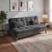 Sofá-Cama 3 Lugares Casal Premium Base e Pés de Madeira Suede Cinza