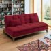 Sofá-Cama 3 Lugares Casal Premium Base e Pés de Madeira Suede Vermelho