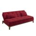 Sofá-Cama 3 Lugares Casal Premium Base e Pés de Madeira Suede Vermelho