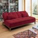 Sofá-Cama 3 Lugares Casal Premium Base e Pés de Madeira Suede Vermelho