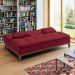 Sofá-Cama 3 Lugares Casal Premium Base e Pés de Madeira Suede Vermelho