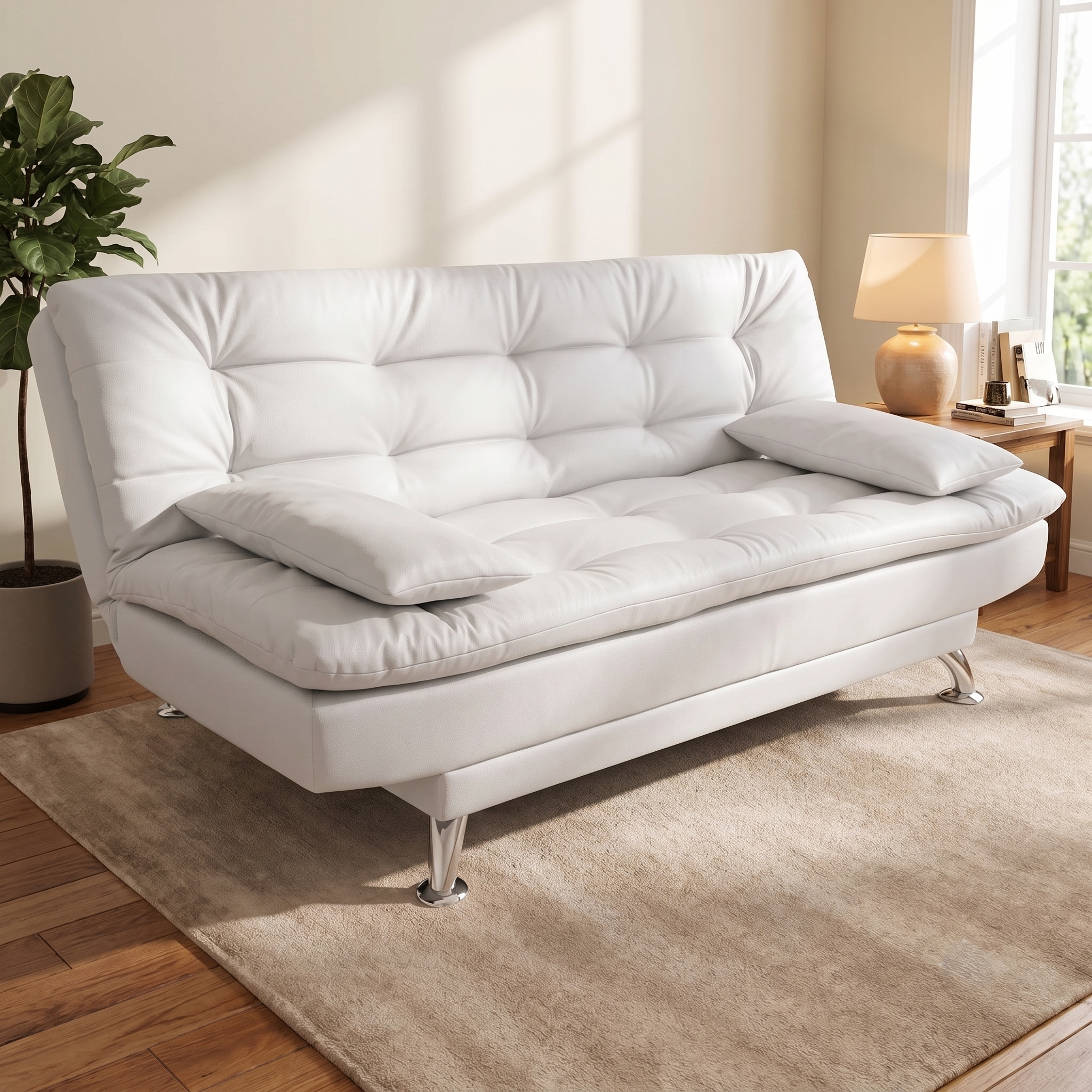 Sofá-Cama 3 Lugares Casal Premium Branco