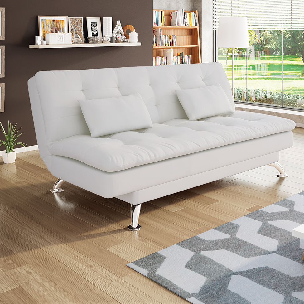 Sofá-Cama 3 Lugares Casal Premium Branco