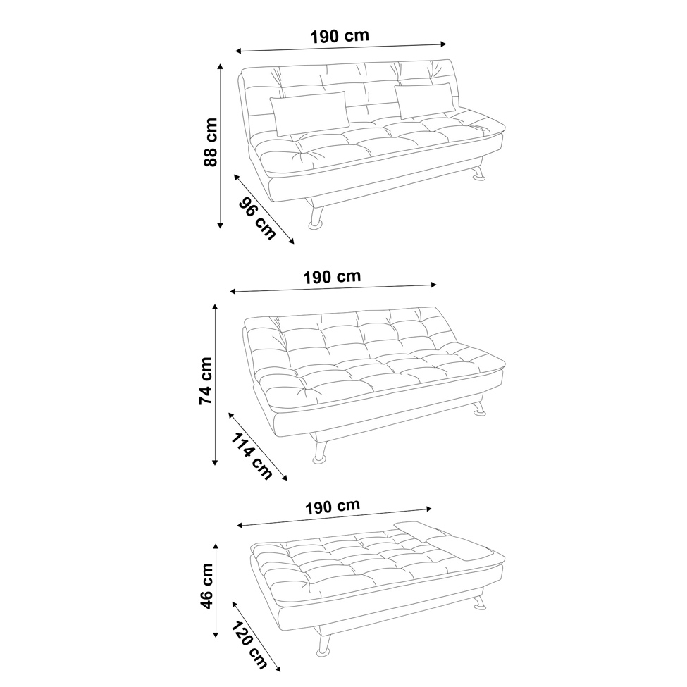 Sofá-Cama 3 Lugares Casal Premium Branco
