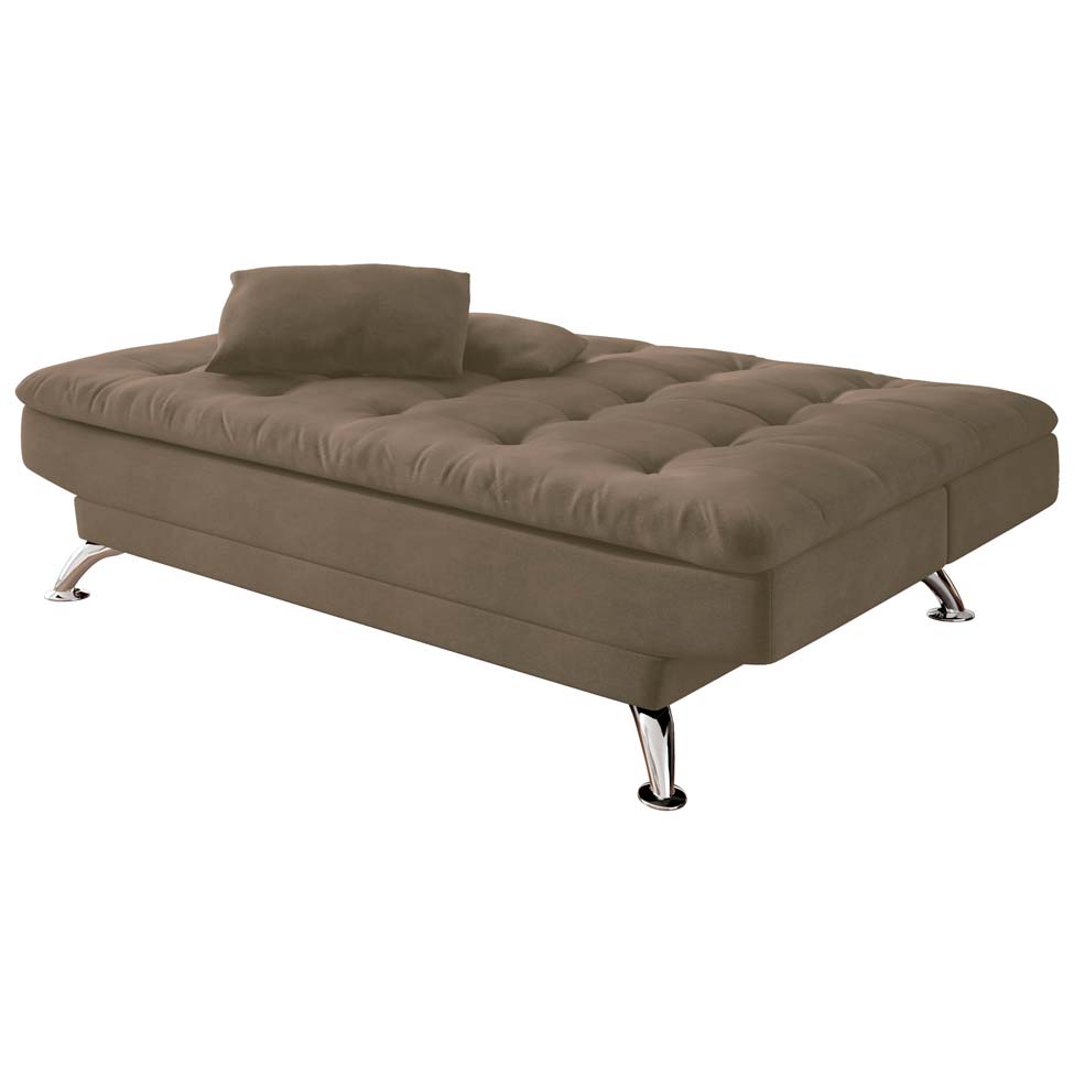 Sofá-Cama 3 Lugares Casal Premium Suede Marrom