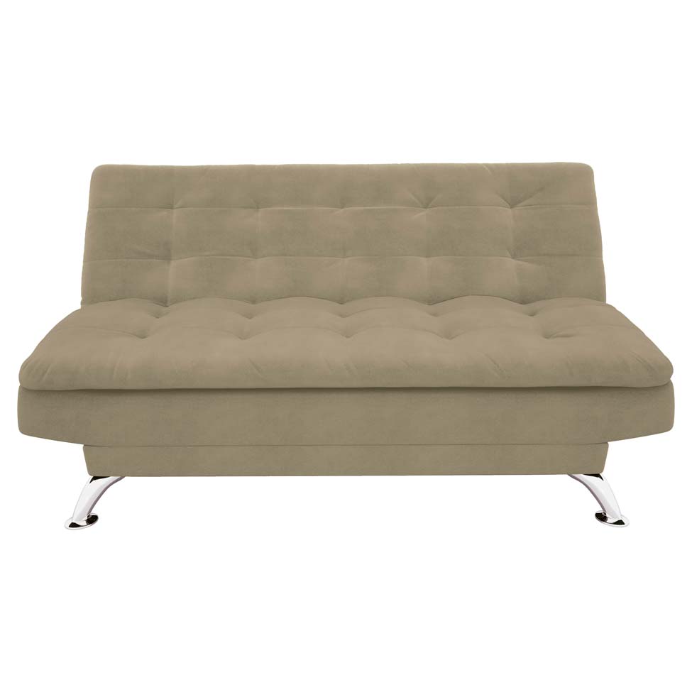 Sofá-Cama 3 Lugares Casal Premium Suede Velvet Bege
