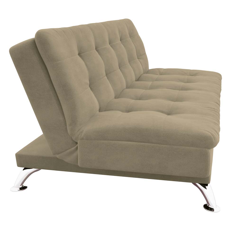 Sofá-Cama 3 Lugares Casal Premium Suede Velvet Bege