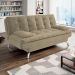 Sofá-Cama 3 Lugares Casal Premium Suede Velvet Bege
