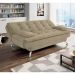 Sofá-Cama 3 Lugares Casal Premium Suede Velvet Bege