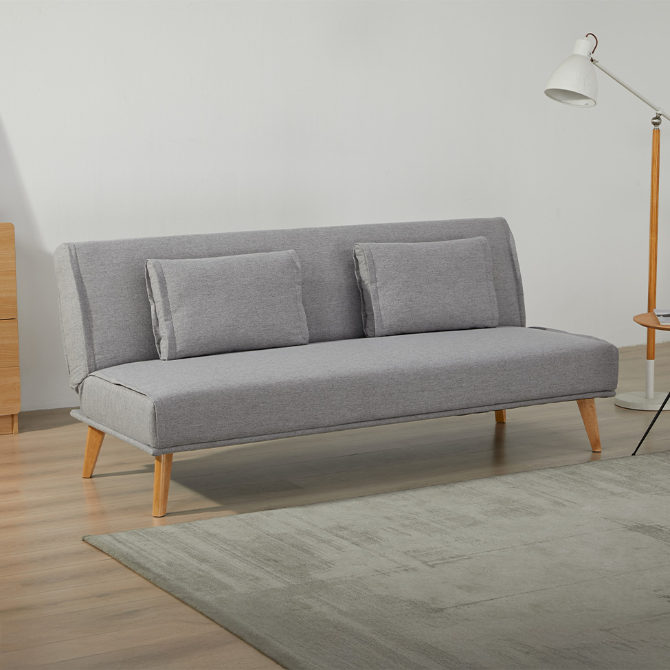 Sofá-Cama 3 Lugares Catania Cinza Claro