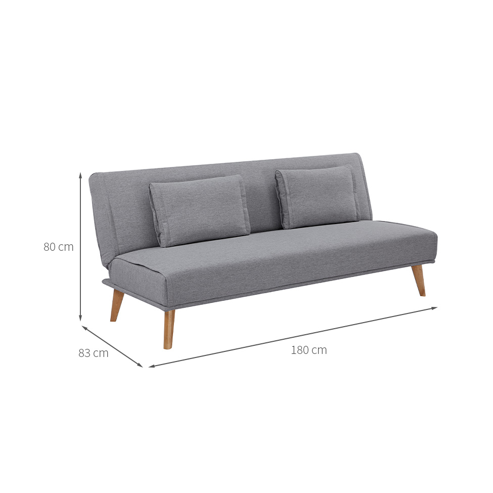 Sofá-Cama 3 Lugares Catania Cinza Claro