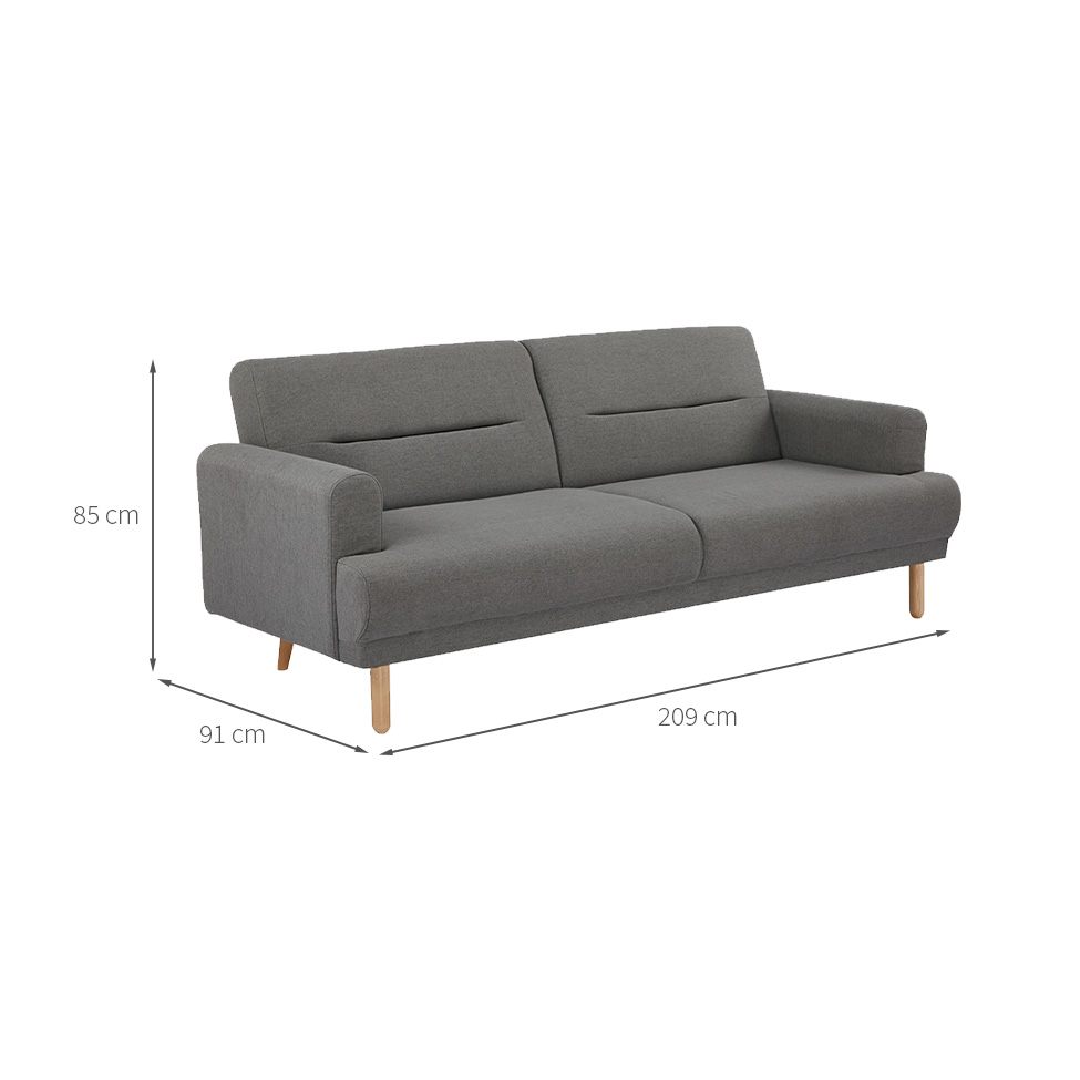 Sofá-Cama 3 Lugares Messina Cinza Escuro