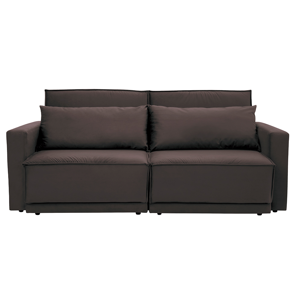 Sofá-Cama Casal  3 Lugares Retrátil Sem Caixa Aspen Suede Café