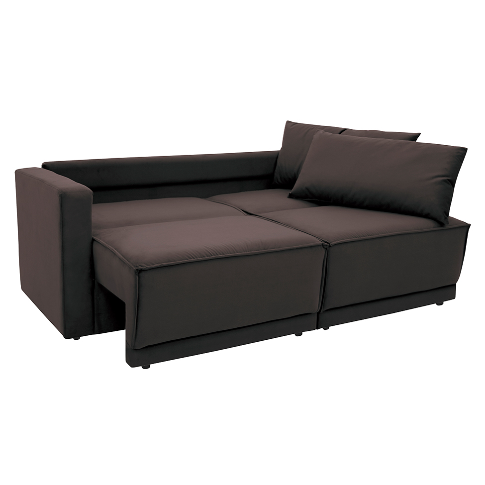 Sofá-Cama Casal  3 Lugares Retrátil Sem Caixa Aspen Suede Café
