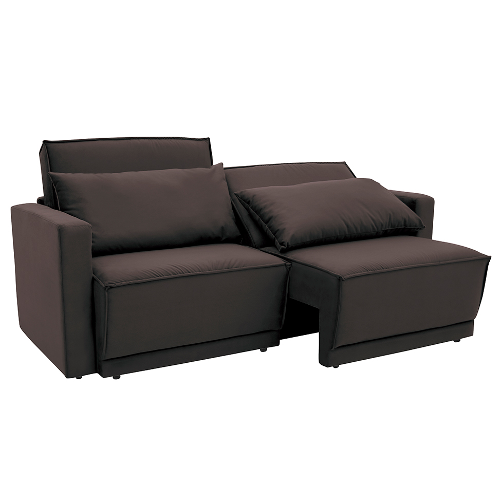 Sofá-Cama Casal  3 Lugares Retrátil Sem Caixa Aspen Suede Café