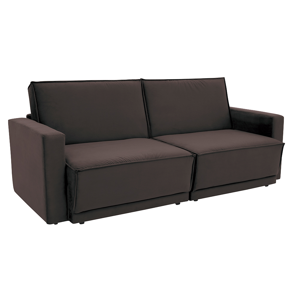 Sofá-Cama Casal  3 Lugares Retrátil Sem Caixa Aspen Suede Café